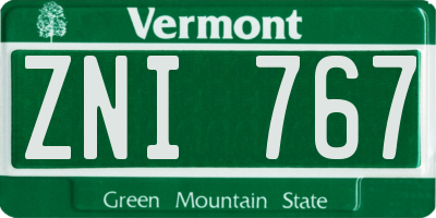 VT license plate ZNI767