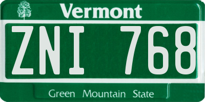 VT license plate ZNI768