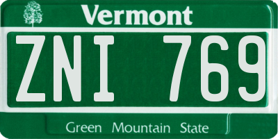 VT license plate ZNI769