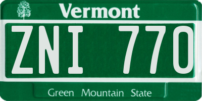 VT license plate ZNI770