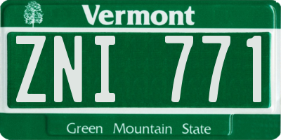 VT license plate ZNI771