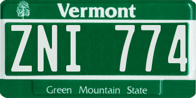 VT license plate ZNI774