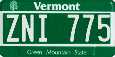 VT license plate ZNI775