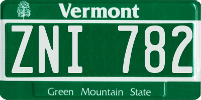 VT license plate ZNI782