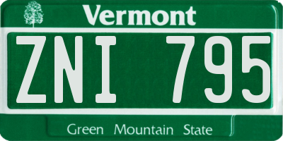 VT license plate ZNI795