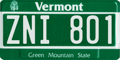 VT license plate ZNI801