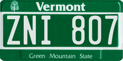 VT license plate ZNI807