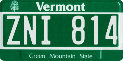 VT license plate ZNI814