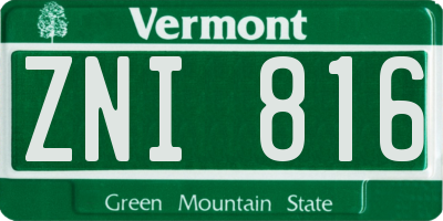 VT license plate ZNI816