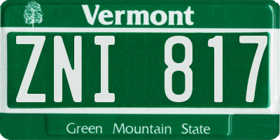 VT license plate ZNI817