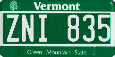 VT license plate ZNI835