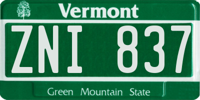 VT license plate ZNI837
