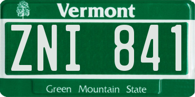 VT license plate ZNI841
