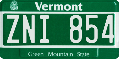 VT license plate ZNI854