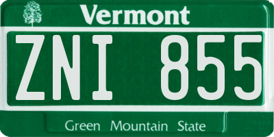 VT license plate ZNI855