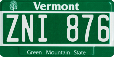 VT license plate ZNI876