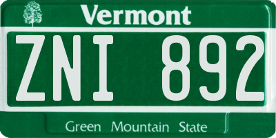 VT license plate ZNI892
