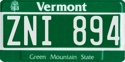 VT license plate ZNI894