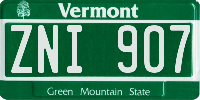 VT license plate ZNI907