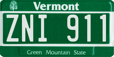 VT license plate ZNI911