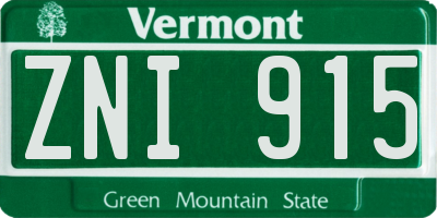 VT license plate ZNI915