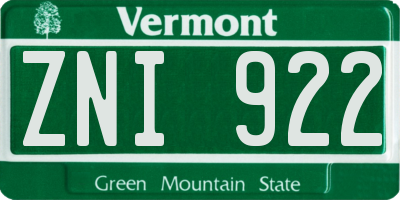 VT license plate ZNI922