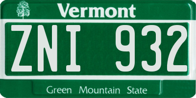 VT license plate ZNI932