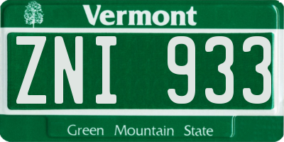 VT license plate ZNI933