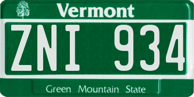 VT license plate ZNI934
