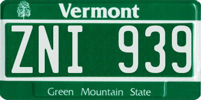 VT license plate ZNI939