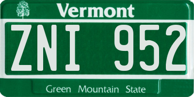 VT license plate ZNI952