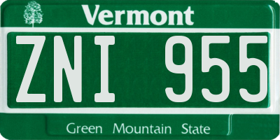 VT license plate ZNI955
