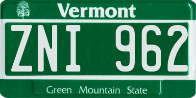 VT license plate ZNI962