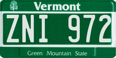 VT license plate ZNI972
