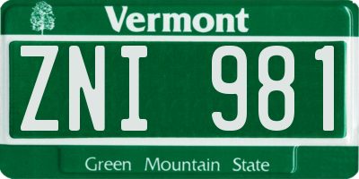 VT license plate ZNI981
