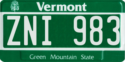 VT license plate ZNI983