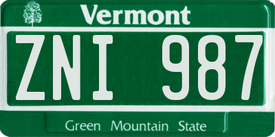 VT license plate ZNI987