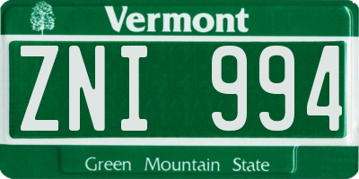 VT license plate ZNI994