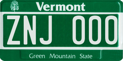 VT license plate ZNJ000