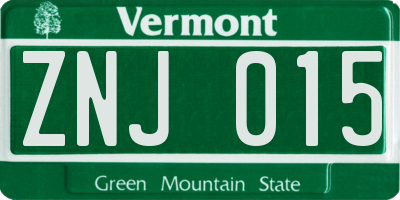 VT license plate ZNJ015