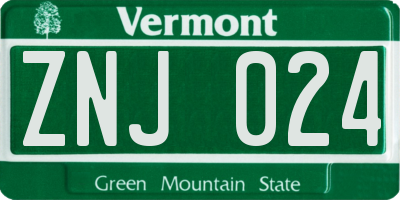 VT license plate ZNJ024