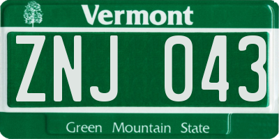 VT license plate ZNJ043