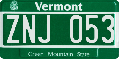 VT license plate ZNJ053
