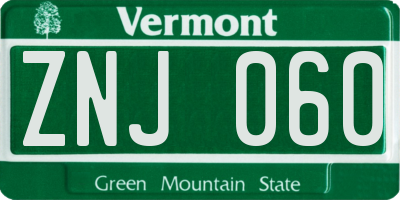 VT license plate ZNJ060