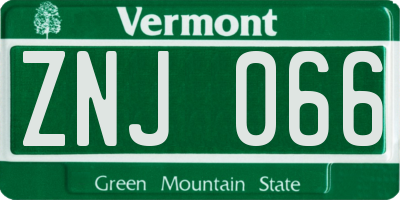 VT license plate ZNJ066