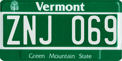 VT license plate ZNJ069