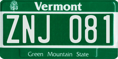 VT license plate ZNJ081