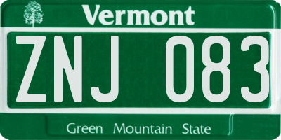 VT license plate ZNJ083
