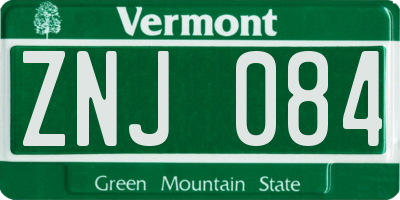 VT license plate ZNJ084