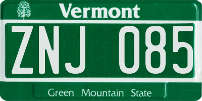 VT license plate ZNJ085